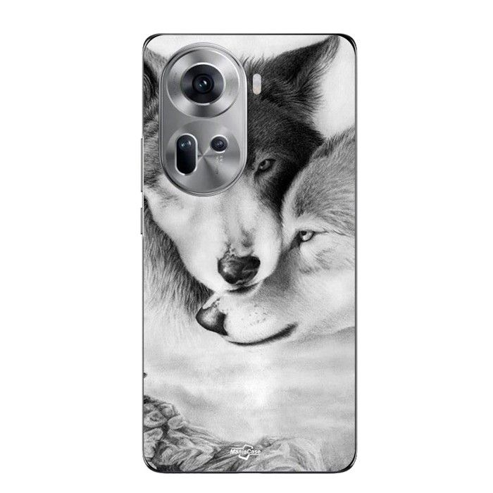 Coque Pour Oppo Reno 11 5g Le loup et la louve Animal noir et blonc Maniacase