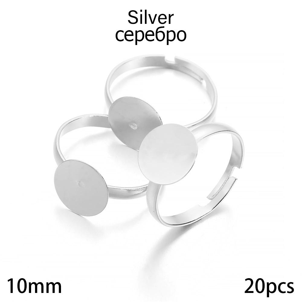 20Pcs/lot 10mm Adjustable Blank Rings Setting For DIY Handmade Ring Jewelry Making Finding Supplies Accessories