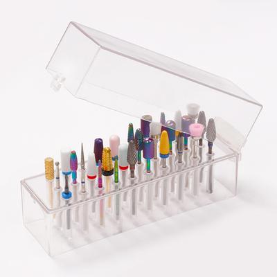 Drill Bits Holder Transparent Large Capacity High Durability Dustproof 30 Holes Space-saving Plastic Drill Bits Nail Grinding Heads Organizer Box Nail