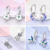 New Women Earrings Original 925 Silver Hoop Earrings Engagement Wedding Birthday Drop Earring Women Jewelry Gifts