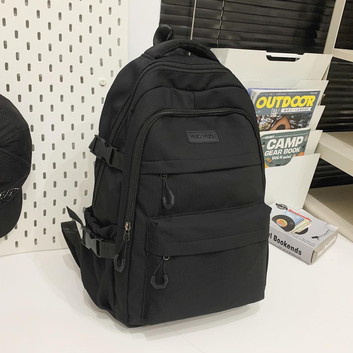 Leather Bag Unisex Kids Beige Schoolbag New Japanese Simple High School Student Junior High School Student Large-Capacity Backpack