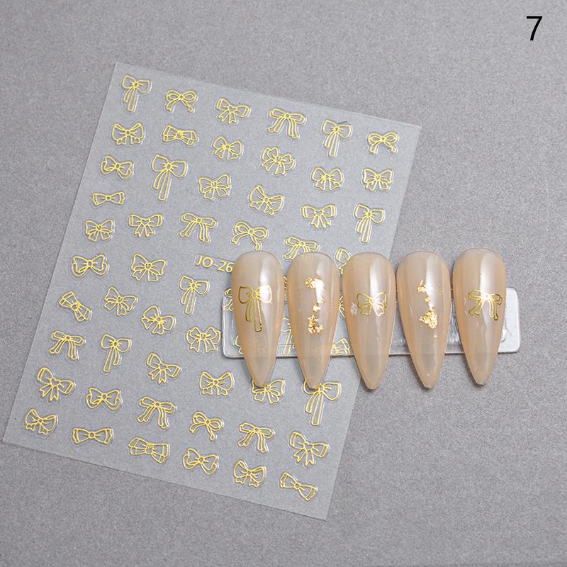 1Pcs 5D Sweet Bow Nail Sticker Kawaii Pink Black White Long Ribbon Bowknot Self Adhesive Nail Art Stickers Decoration Decals Diy
