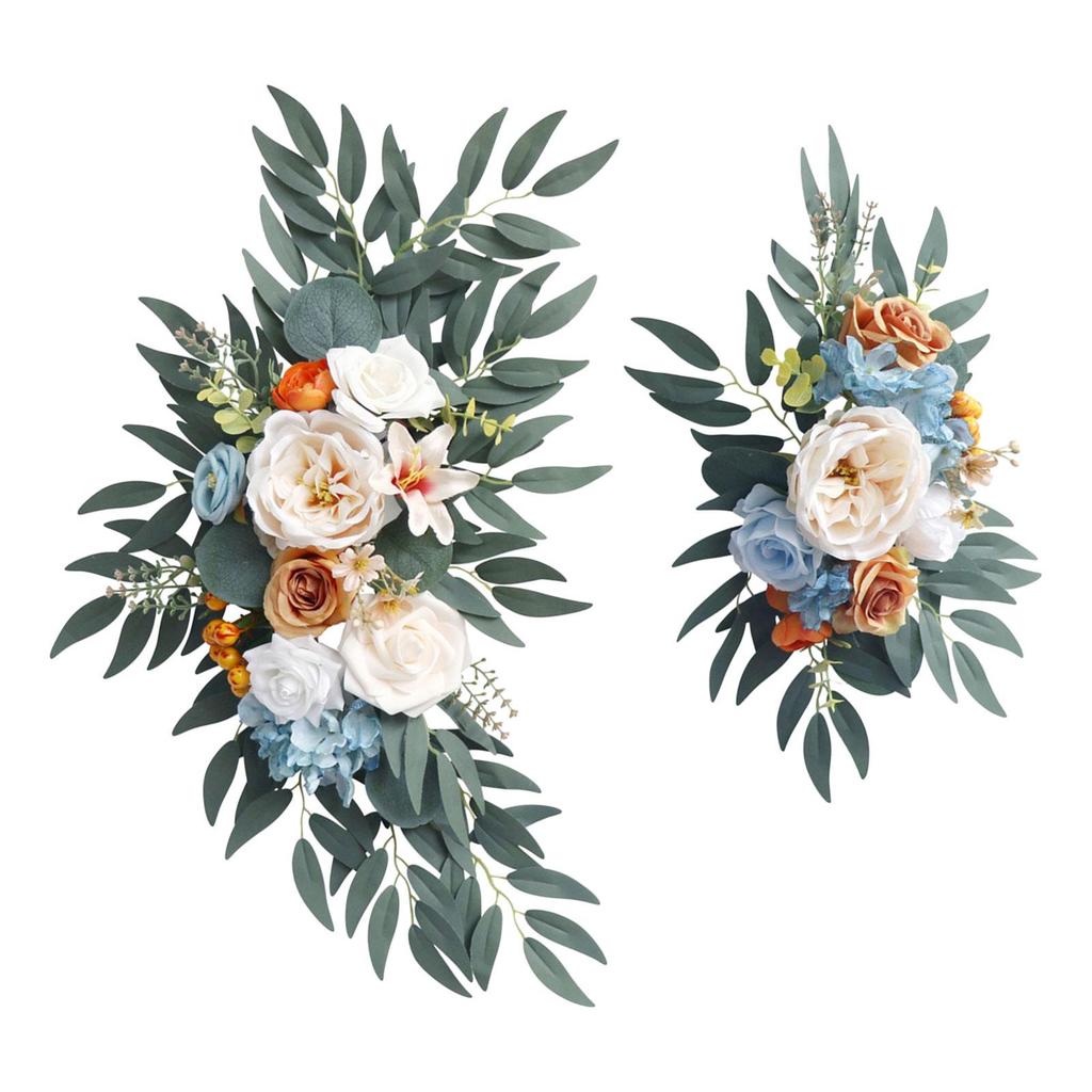 2x Artificial Floral Swag Farmhouse Wedding Arch Flowers Welcome Sign Decoration for Party Wall Reception Holiday Ceremony