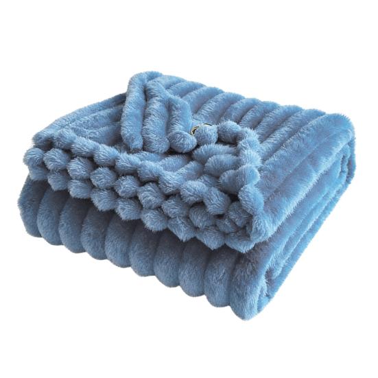 Furry Throw Blanket Fluffy Thick Bubble Blanket Cozy Warm Striped Plush Blanket for Couch Sofa Bedroom Living Room Winter Use