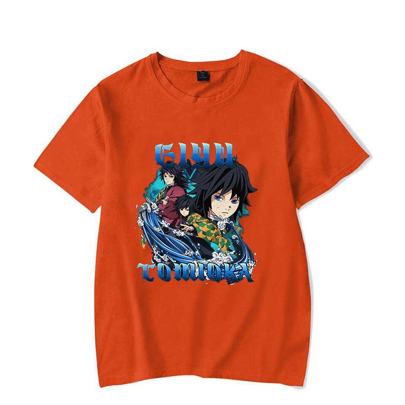 Tomioka Giyuu Anime New Men's Summer Short-sleeved T-shirt Harajuku 100% Cotton Casual T-shirt Fun Short-sleeved