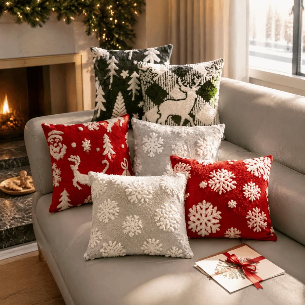Elk Plush Christmas Pillow Cover Soft Versatile Throw Pillow Cover Cozy Durable Decorative Pillowcase Festival