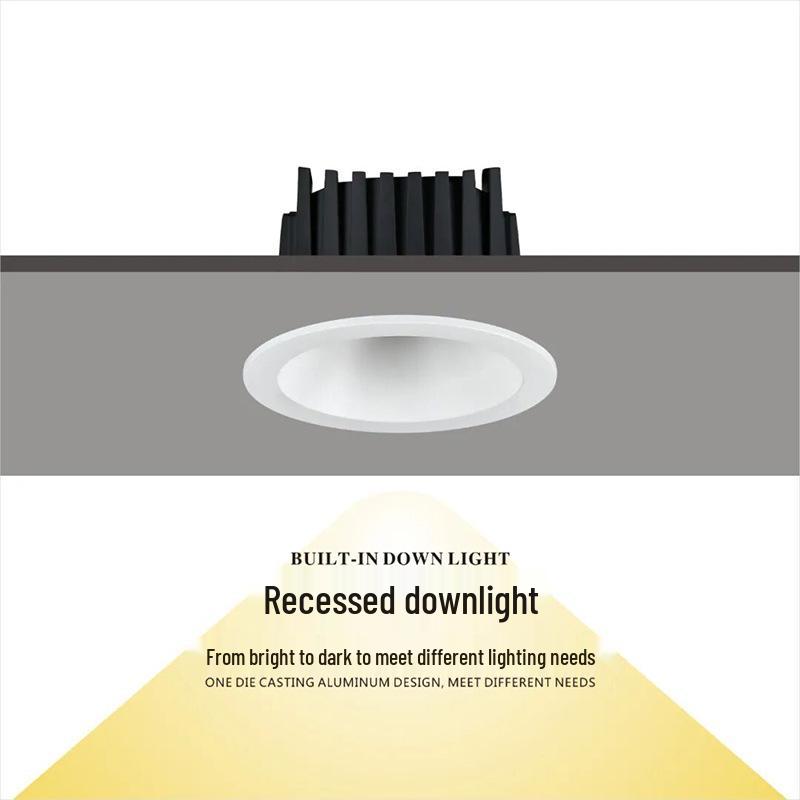 Anti-Glare Narrow Edge LED Recessed Downlight for Hotel, Corridor, Kitchen Ceilings - Full Spectrum Lighting
