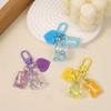 Candy Color Bling Heart Bear Key Ring Transparent Lovely Bag Pendant  for Friend