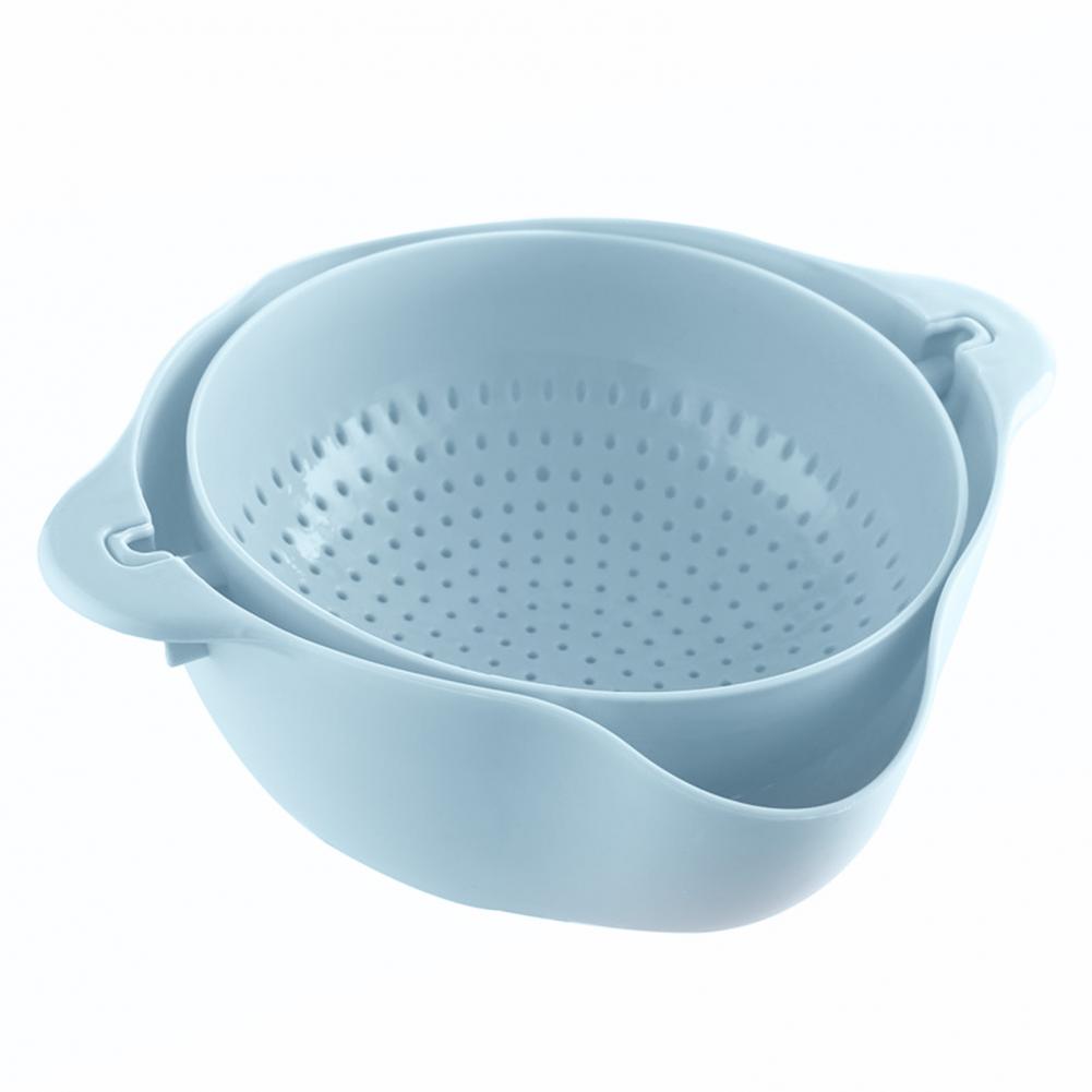 Double-layer Rotatable Draining Basket Draining Basin Kitchen Washing Vegetable Fruit Basin Washing Fruit Basket Draining