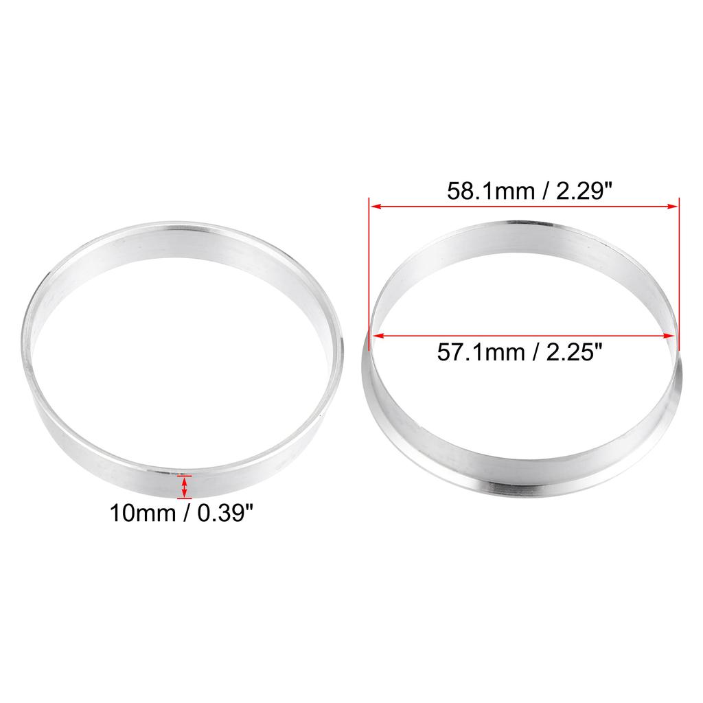 uxcell Hub Centric Ring Aluminum Alloy Car Hub Center Ring Wheel Replacement Boressor Spacer Silver Tone 4pcs 58.1mm-57.1mm