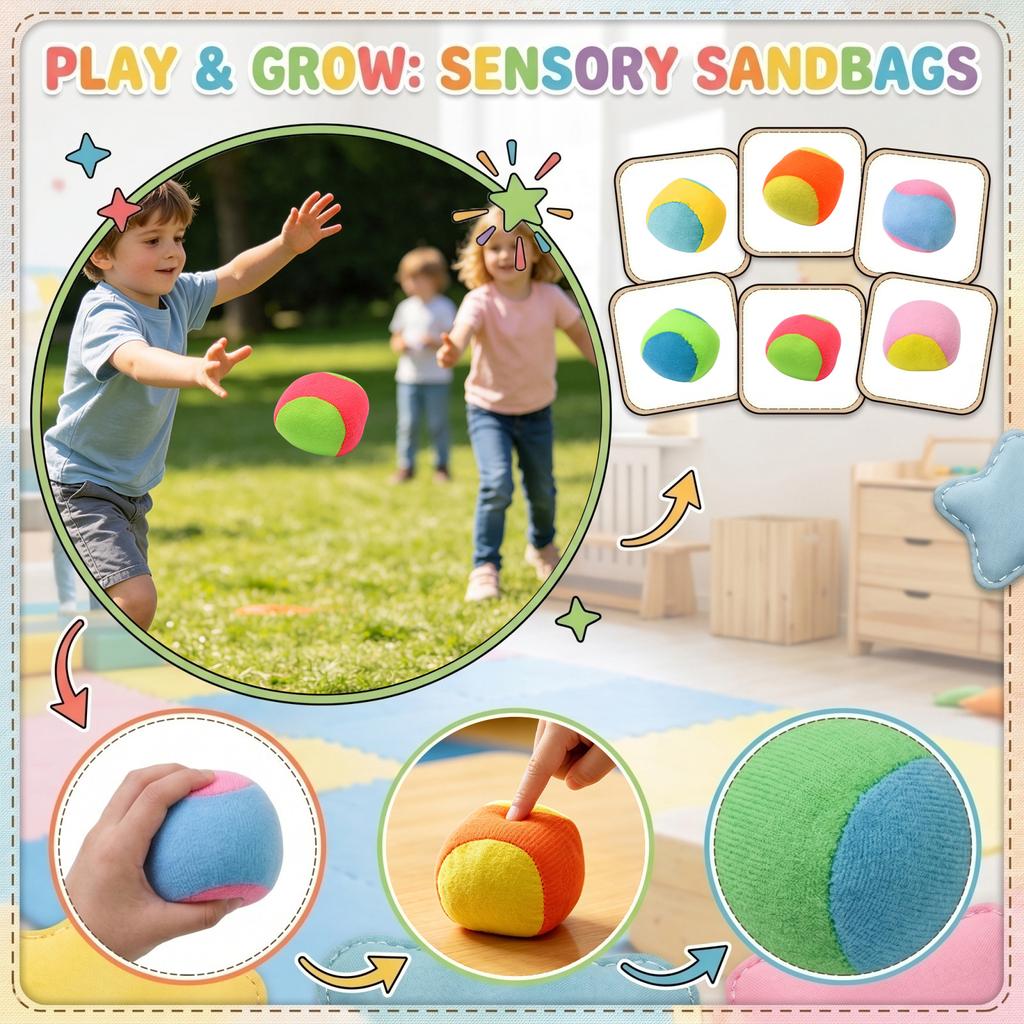 Soft Fabric Bean Bag for Preschool Throwing Balance Training Sensory Coordination Equipment Home Use Educational Toy for Children