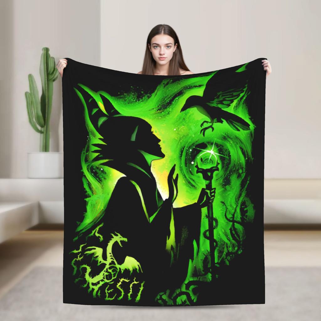 Sleeping Beauty Maleficent Villain Velvet Throw Blankets Bad Witches Blankets for Home Travel Lightweight Thin Outdoor Portable