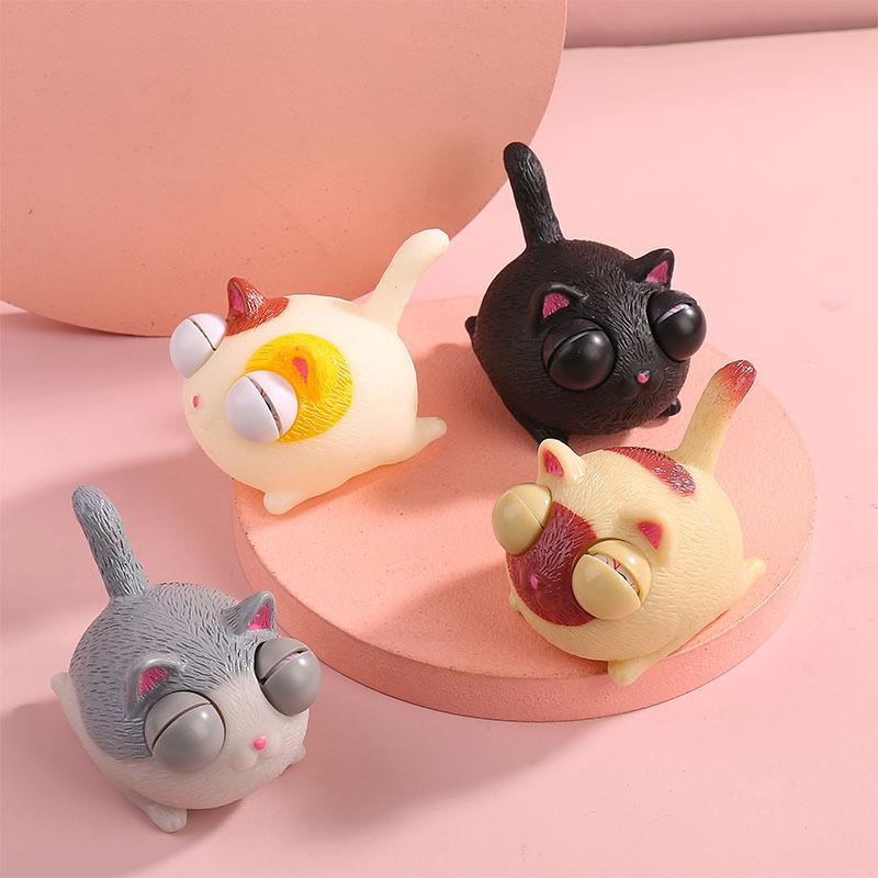 Funny Fidget Squeeze Burst Eyes Cat Animal Vent Toy Angry Cat Stress Relief Anti-Stress Soft Squeeze Toy For Adults And Children