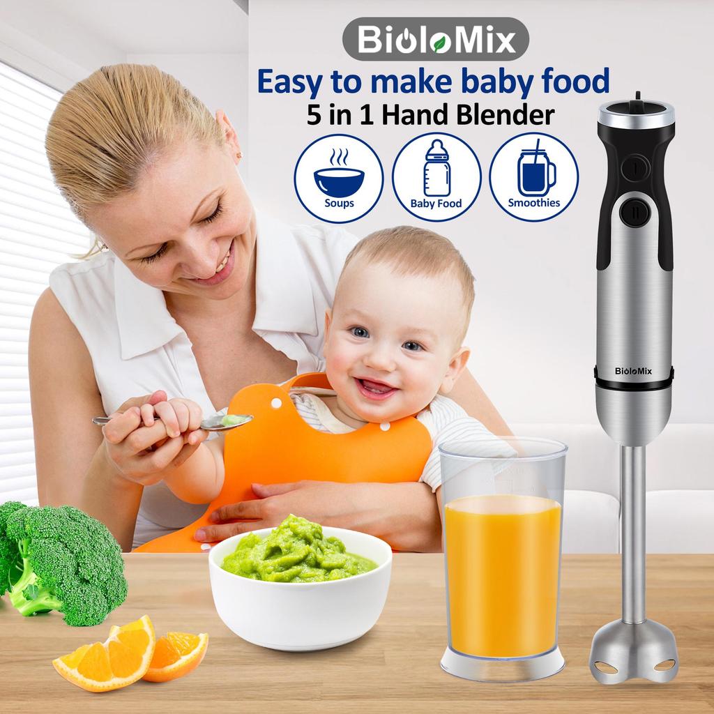 BioloMix HB‑3302 5‑in‑1 Hand Blender 1200W 6‑Speed Turbo Immersion Stick Blender