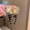 Silver Needle Vintage Pearl and Rhinestone Flower Earrings - French High-End Niche Court Style