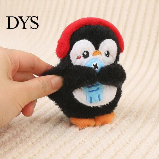 Penguin Squeaky Toy Plush with Squeaker, Cartoon Keychain Interactive Stuffed Pendant, Animal Doll for Backpack Bag Charm Ball Chain