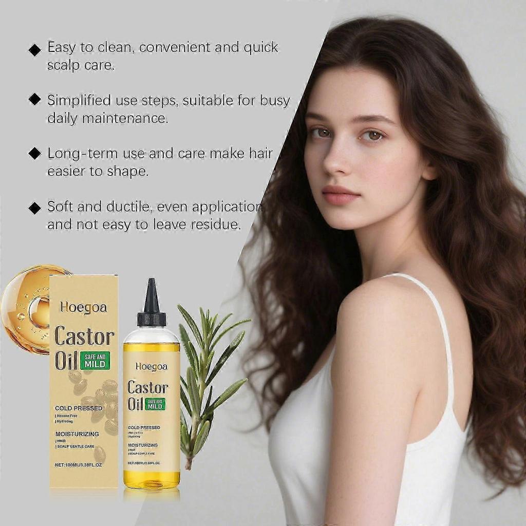 Castor Oil - 100% Pure & Natural, Cold Pressed, Hexane Free, Fast Absorbing - Moisturizing Oil For Hair, Scalp - 100ML Castor Oil for Hair