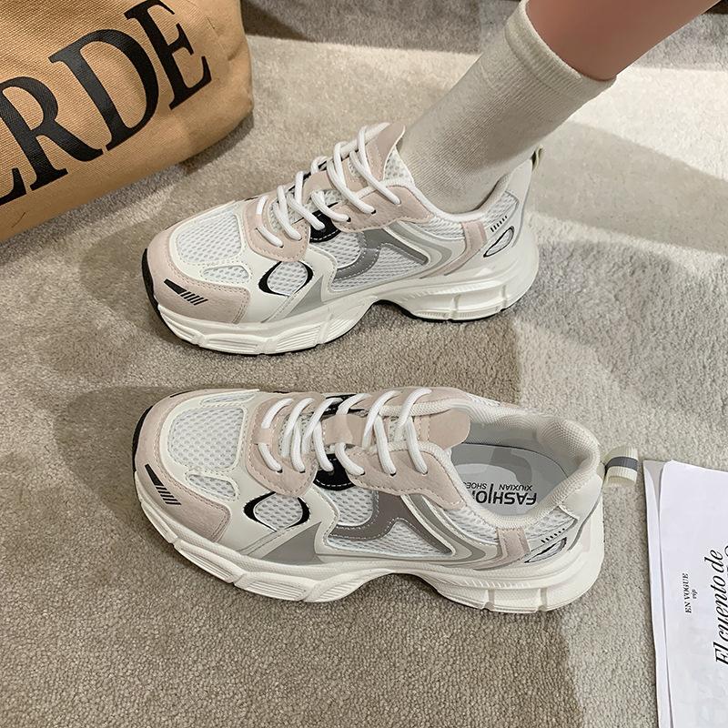 

Женская дышащая спортивная обувь на толстой подошве, унисекс, повседневные кроссовки на шнуровке, теннисные туфли, женская обувь на толстой подошве 40 белый