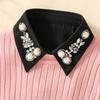 Fake Collar Shirt Rhinestones Faux Pearl Detachable Adjustable Embellished Tops Half Shirt Collar Formal Event Collar