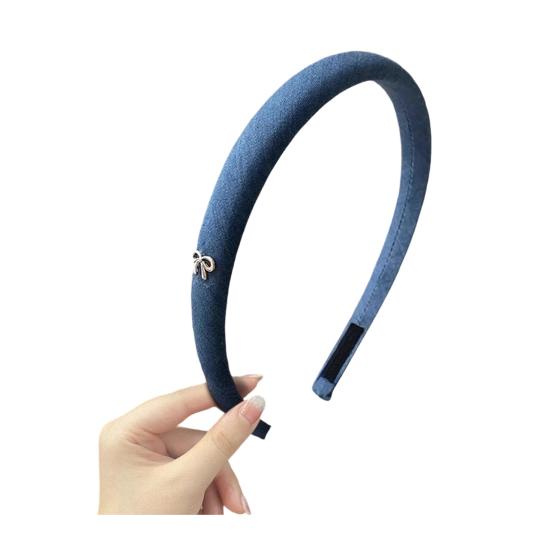 

Women Headband High Skull Shaping Design Denim Bow Decor Hair Hoop Anti-Slip Stable Fit Versatile Style Headband светло-синий