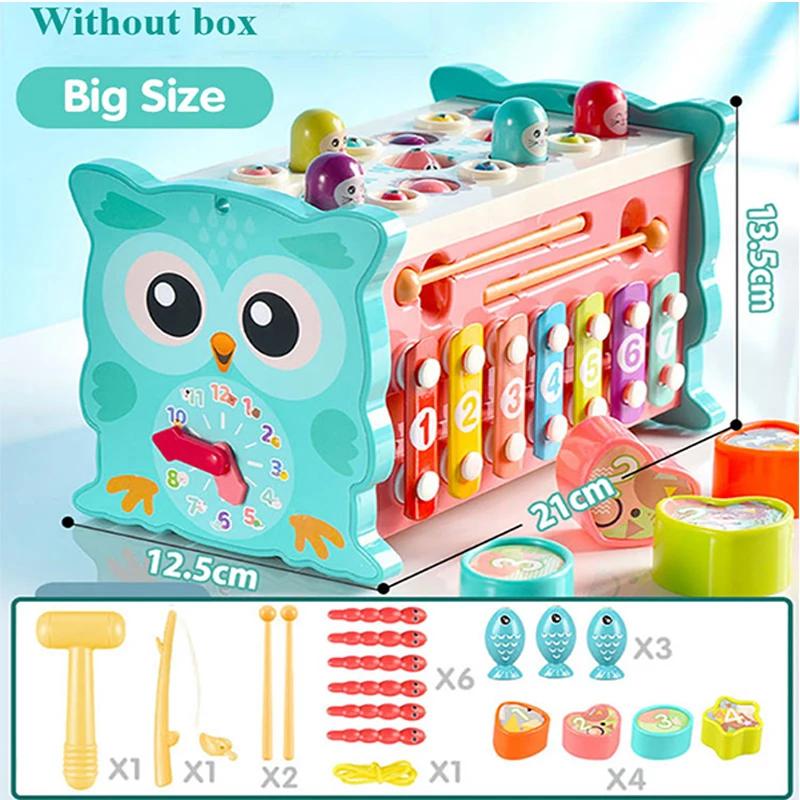 Non-Toxic 8In1 Whack-A-Mole Fishing Game Hammering Toys Montessori Fine Motor Skill Toddler Activities Baby Early Learning Educational Toy