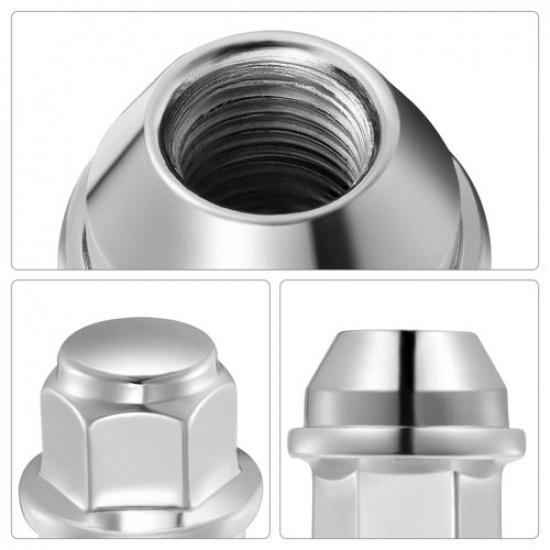 (20) 12X1.5 Chrome Wheel Lug Nuts 19Mm Hex For Ford Focus Fusion Escape EcoSport