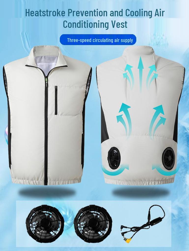 Kühlweste Ärmellos Klimaanzug für Sommer Outdoor-Arbeit und Angeln – Hitzschlagprävention