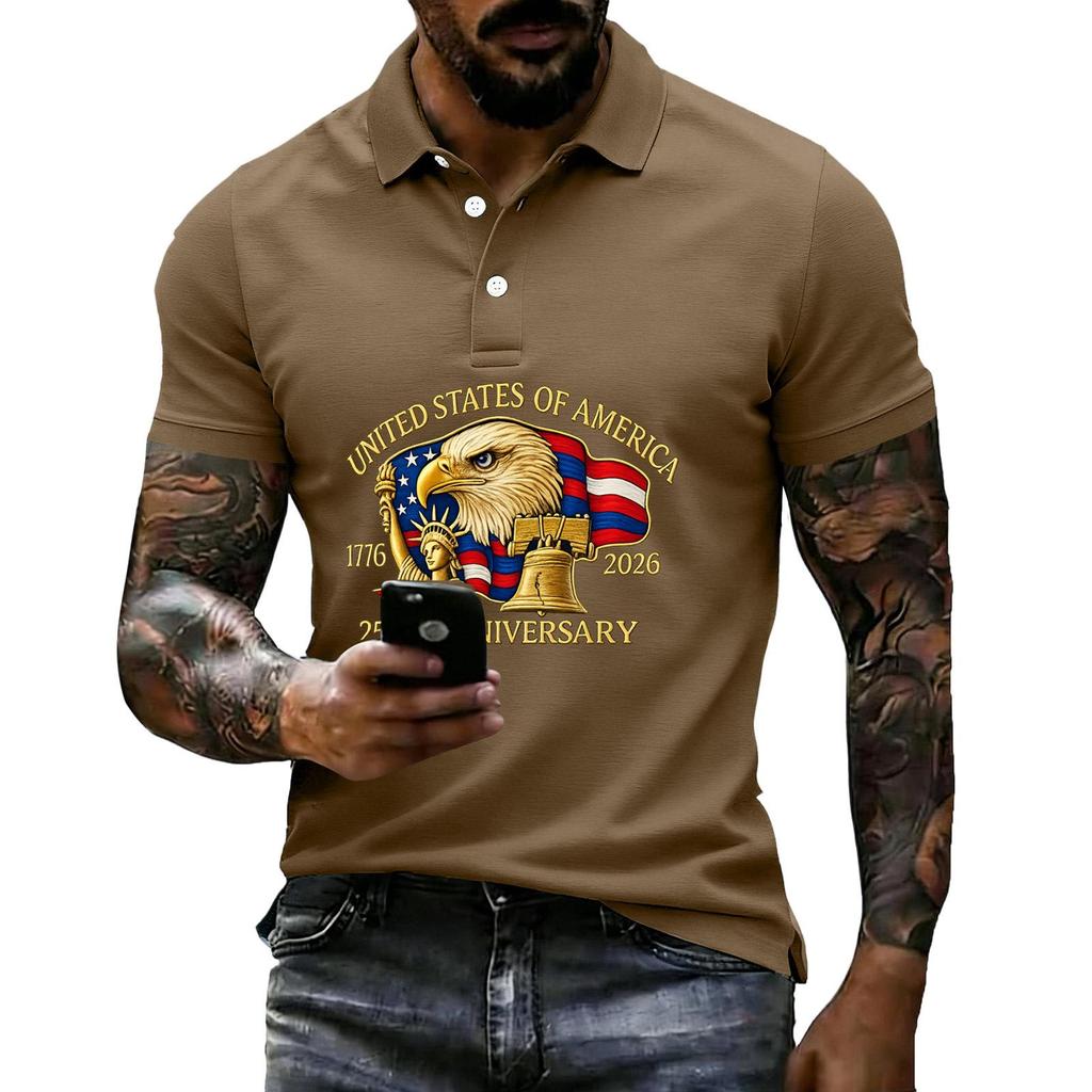 Men's Loose And Casual Flag-print T-shirt, Short Sleeve Shirt