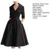 Women's Lapel V Neck Work Dress Long Sleeve A Line Swing Dress Formal Business Office Midi Blazer Dress