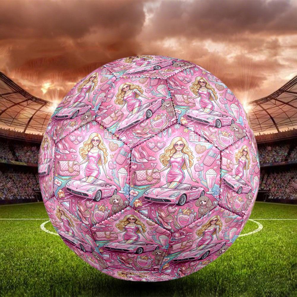 Barbie Print Size 5 Soccer Ball, Standard Match Football for Sports Game and Team Practice, Ideal Gift for Soccer Fans