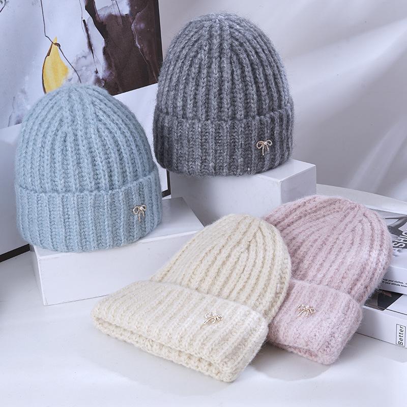 Lady BrandNew ColdSeason Warm Knitted Hat Korean Versatile Big Head Circumference Showing Face Small Windproof Ear Protection Wool Hat