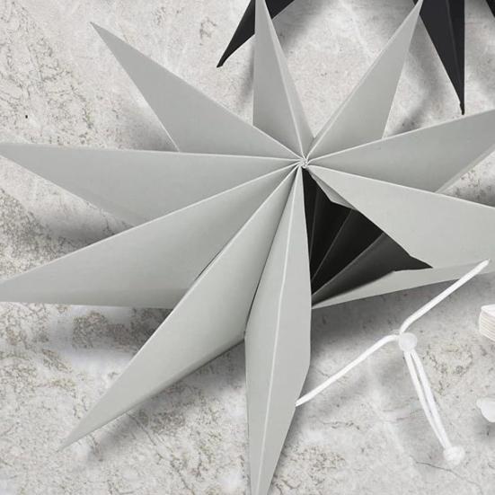 5Pcs Star Lanterns 12-Inch Paper Christmas Ornaments 9 Pointed Hanging Lamp Lampshades Vintage Farmhouse