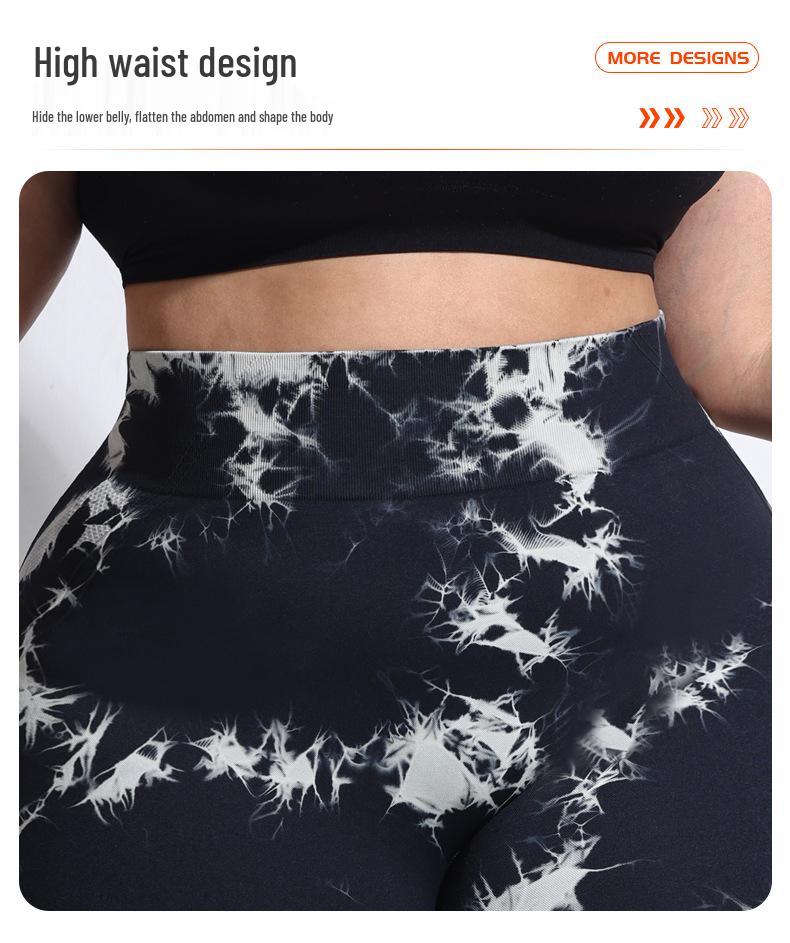 2025 Plus Size Tie-Dye High Waist Yoga Leggings: Compression Fit, Peach Butt Design for Women