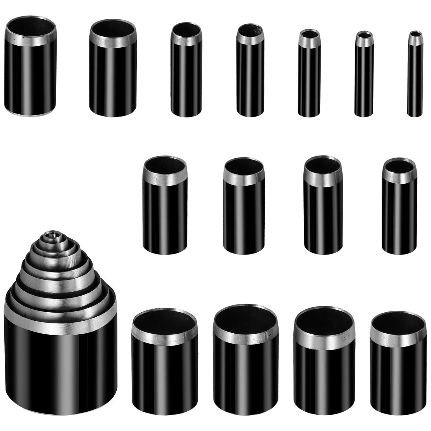25 PCS Leather Circle Cutter Tool Set Carbon Steel Punching Die Set Leathers Hole Puncher Round Cutting Mold Round Cut Die Hole for Leather DIY Craft W