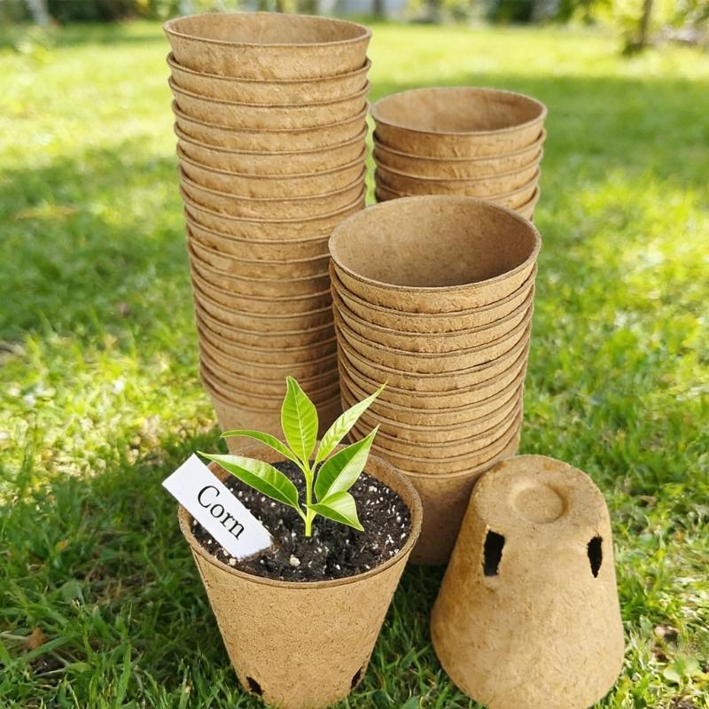 45 Lotti Vasi Biodegradabili per Vivaio Vasi Avviamento Piantine Starters per Piante Vasi Rotondi in Torba da Giardino per Avviamento Piantine in Giardino Domestico