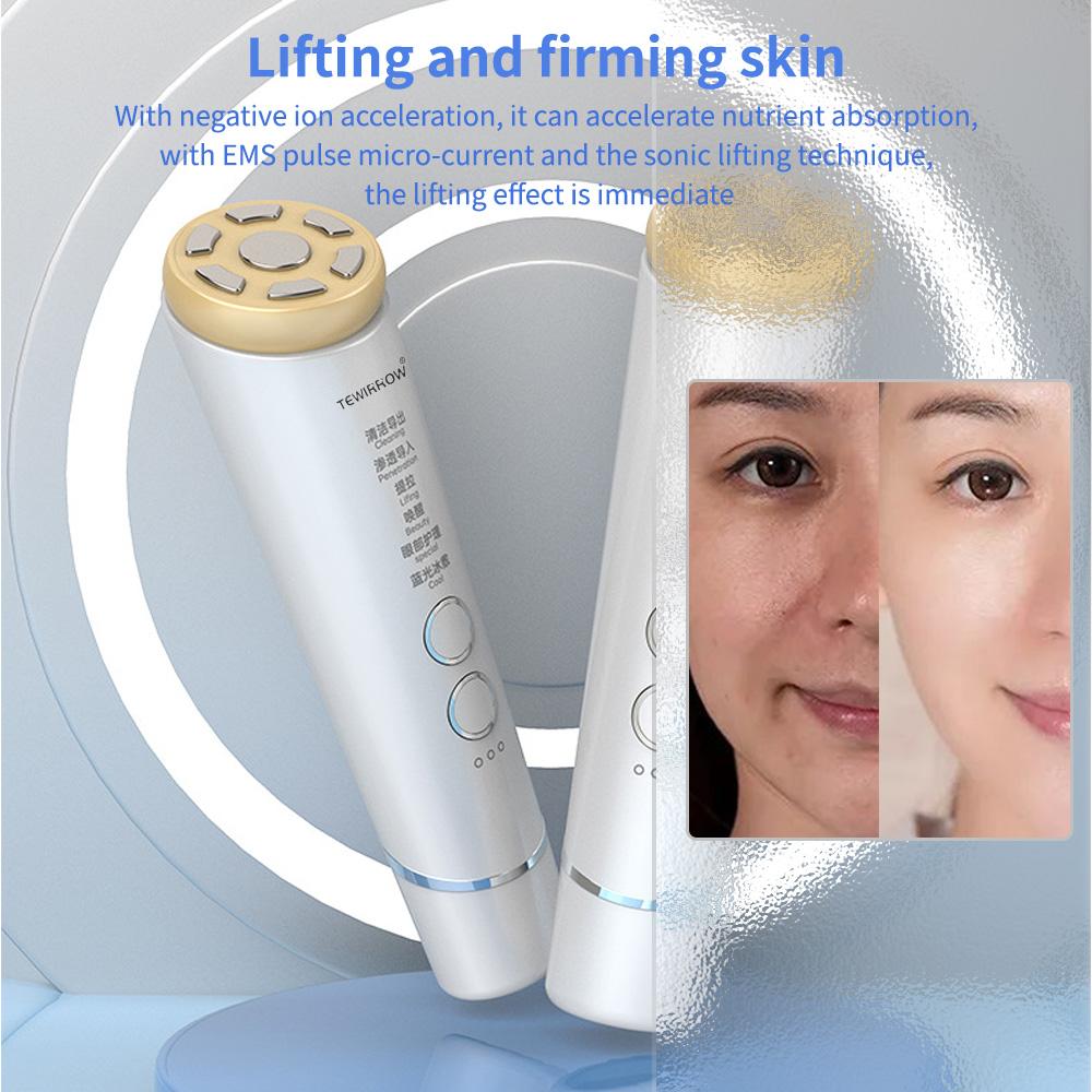 TEWIRROW Skin Lifting Firming Machine Radio Frequency Skincare Tools Wrinkle and Acne Removal EMS Anti-Aging Beauty Instrument