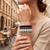 European American Cool Style Moonstone Gradient Bead Elastic Bracelet, Stackable for a High-End Daily Look