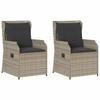 Garden Chair with Cushions 2 Pcs. Adjustable Light Gray Poly Rattan