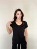 Women's Summer Cotton Crew Neck Short Sleeve Casual Elastic T-Shirt