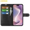 For iPhone 16 Plus Wallet Case Litchi Texture Shockproof Leather Flip Stand Phone Cover
