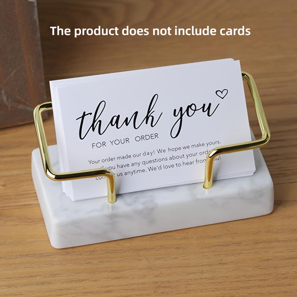 1pc Elegant Marble Business Card Holder - White Marble Desktop Organizer with Golden Metal Frame, Business Card Organizer