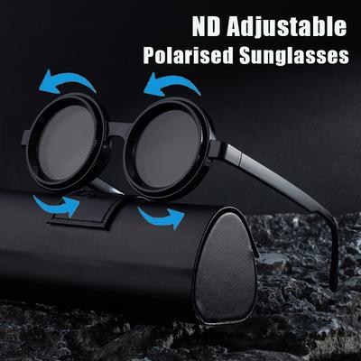 Óculos de Sol Polarizados com Armação Redonda Ajustável Nd Masculino para Uso Externo Viagem Dirigir Proteção UV400 Sol Sentido Avançado de Óculos de Sol