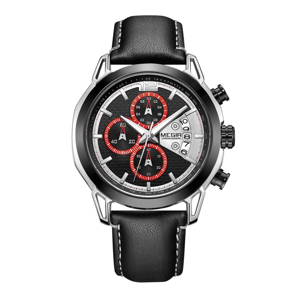 Creative MEGIR Chronograph Pánské hodinky Relogio Masculino Módní Kožené Quartz náramkové hodinky Pánské Clock Hour Army vojenské hodinky
