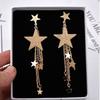Trendy Stars Tassel Dangle Earrings Long Chain Vintage Drop Earrings for Women Wedding Party Personality Zircon Gift