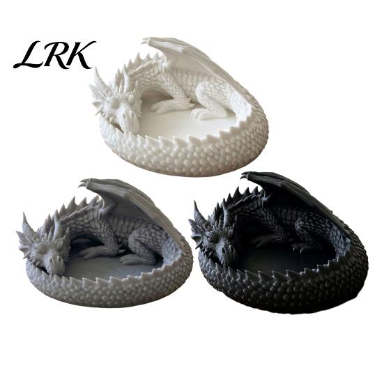 Dark Gothic Home Decor 3D Printed Fantasy Dragon Jewelry Tray, Winged Desktop Organizer, Style Key Dish Mythical Figurine Bowl for Bedside Nightstand,
