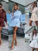 European and American Summer Casual Lace Trim Shorts and Long Sleeve Stand Collar Set