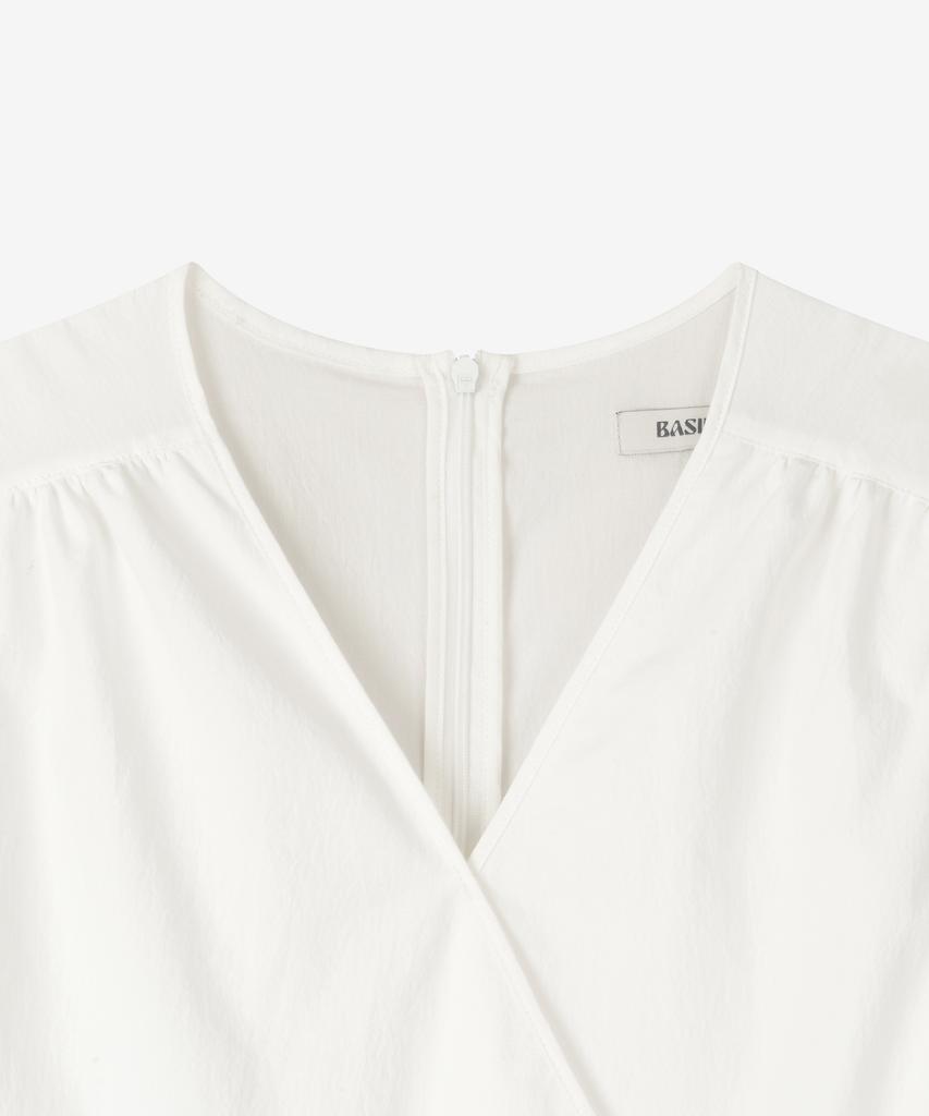 BASIKA Soft Wrap Cotton Dress (White)