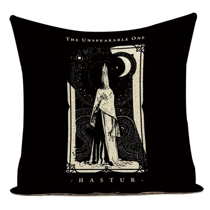 Horror Tarot Cushions Cover Bone Stand Decorative Cushioncovers Print Linen Pillows Black And White Portrait Pillows Cases Cojin