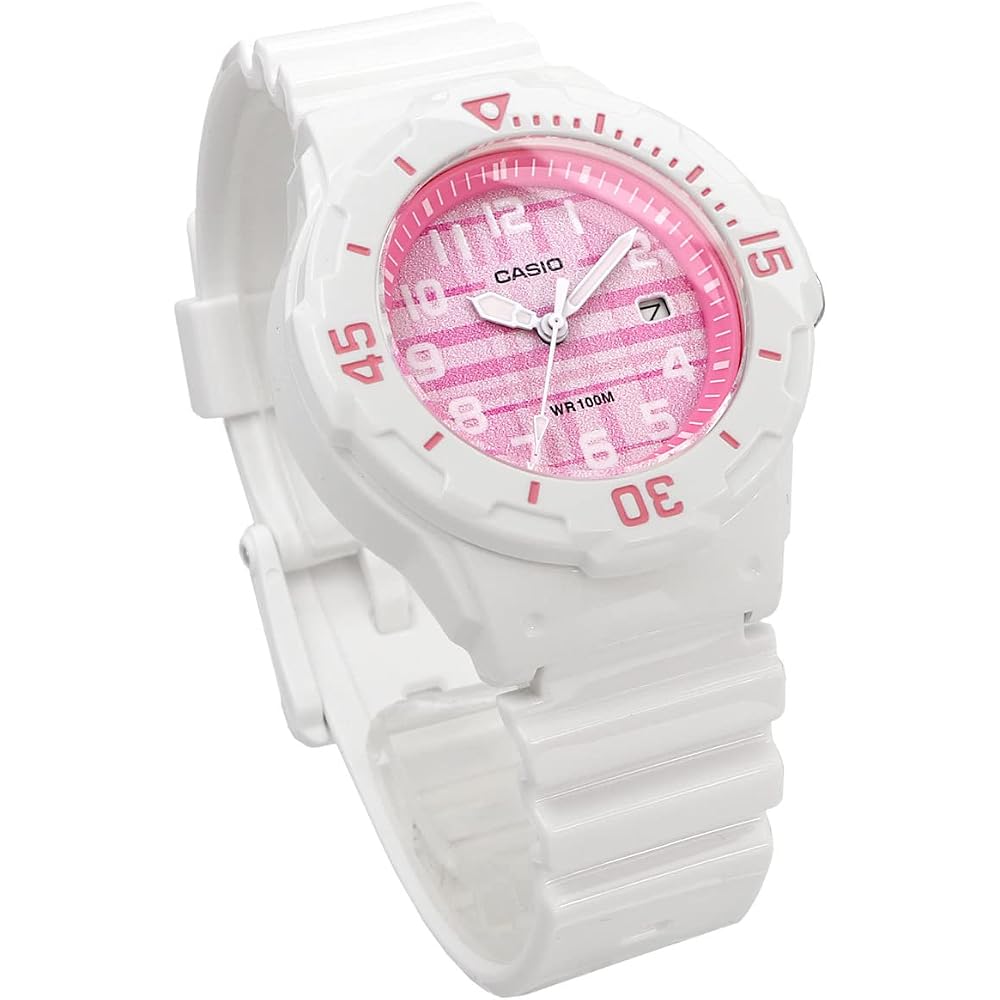 [Casio] CASIO Analog Watch LRW-200H-4CV Women's/Kids' Cheap Casio Gloss White x Pink Check Pattern Overseas Model [Parallel Import]