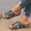 Fashion Butterfly Printed Wedge Slippers for Women Lightweight Peep Toe Platform Sandals Woman Summer 2025 Comfort Non Slip Beach Slides